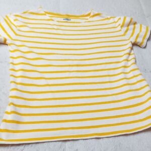 Old Navy Yellow and White Striped Short Sleeve Tee